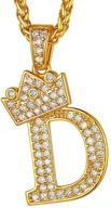 💎 18k gold plated cz pave monogram pendant necklace - suplight crown initial letter with 22" chain (2" adjustable), bling alphabet jewelry name a-z logo