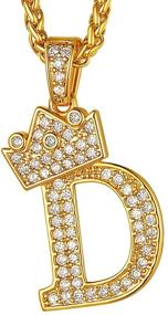 img 4 attached to 💎 18K Gold Plated CZ Pave Monogram Pendant Necklace - Suplight Crown Initial Letter with 22" Chain (2" Adjustable), Bling Alphabet Jewelry Name A-Z