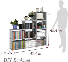 img 3 attached to 📚 Grey-9-Cube Mauccau Kids Bookshelf: Adjustable DIY Cubby Storage Organizer, Waterproof Folding Storage Shelves Unit