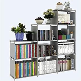 img 4 attached to 📚 Grey-9-Cube Mauccau Kids Bookshelf: Adjustable DIY Cubby Storage Organizer, Waterproof Folding Storage Shelves Unit