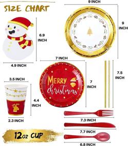 img 3 attached to Premium Christmas Party Supplies for 20 Guests - Disposable Dinnerware Sets with Festive Paper Plates and Napkins, 12oz Cups, Cutlery, Straws - Disposable Holiday Plates included!