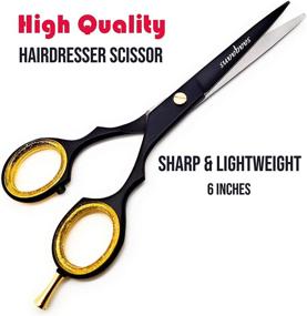 img 3 attached to Saaqaans Professional Hairdressing Scissors - Cutting and Thinning Shears for 🔪 Barbers, Hairdressers, Salons, Beauticians, and Home Use (Black Pair - Made in USA)