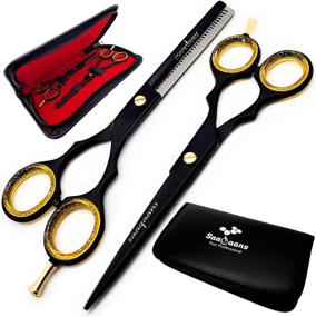 img 4 attached to Saaqaans Professional Hairdressing Scissors - Cutting and Thinning Shears for 🔪 Barbers, Hairdressers, Salons, Beauticians, and Home Use (Black Pair - Made in USA)