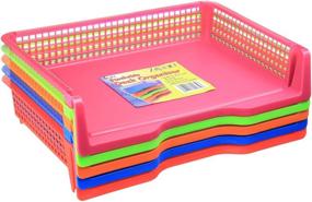 img 1 attached to 📚 Zilpoo 5 Tier Plastic Desk Letter Organizer Trays - Stackable Classroom Desktop Document Paper Storage, Landscape Side Load File Holder - Assorted Colors