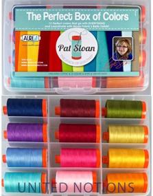 img 1 attached to Aurifil Thread Set: Pat Sloan's Perfect Collection - 12 Large Spools of 50wt Cotton (1422 yards) in a Box of Vibrant Colors