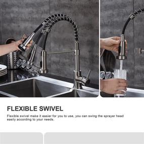 img 3 attached to 🚰 Lufeidra Stainless Steel Brushed Nickel Single Handle Spring Pull-Down Kitchen Faucet for Outdoor One Hole - Modern and Practical Design for Kitchen Sinks