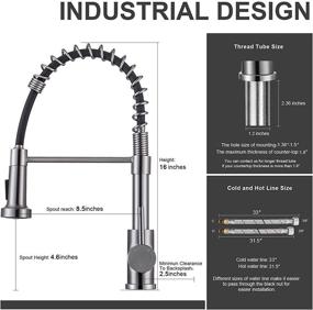 img 2 attached to 🚰 Lufeidra Stainless Steel Brushed Nickel Single Handle Spring Pull-Down Kitchen Faucet for Outdoor One Hole - Modern and Practical Design for Kitchen Sinks