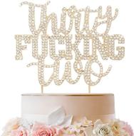 golden cheer for 32nd birthday with lingteer funny rhinestone cake topper - 32 years party decorations & gift sign логотип