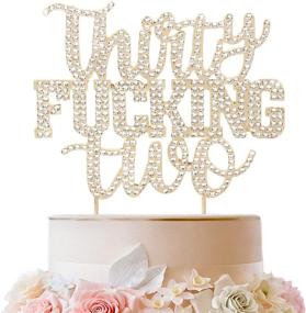 img 4 attached to Golden Cheer for 32nd Birthday with LINGTEER Funny Rhinestone Cake Topper - 32 Years Party Decorations & Gift Sign