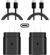 🔌 high-speed charger kit, 2-pack 25w usb-c fast charger and 2-pack 6ft type c to type c cable for samsung galaxy s20/s20 ultra/s20+/s21/s21 ultra/ s21+/ note 20 ultra/note 10+/ note 10 logo