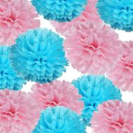 🎉 colorful 14" tissue pom poms kit: perfect diy decorative paper flowers for baby showers, gender reveal parties, weddings, birthdays - pack of 10 логотип