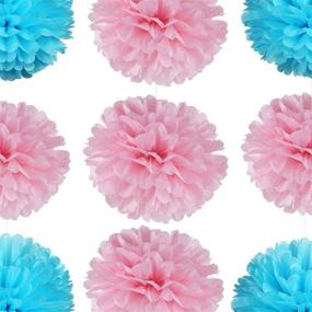 img 2 attached to 🎉 Colorful 14" Tissue Pom Poms Kit: Perfect DIY Decorative Paper Flowers for Baby Showers, Gender Reveal Parties, Weddings, Birthdays - Pack of 10