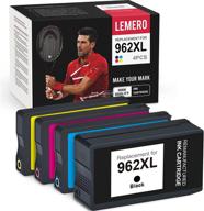 lemero remanufactured ink cartridge replacement for hp 962xl - ultra-compatible 4-pack for officejet pro series 9015/9015e/9010/9025/9025e/9020/9018/9012/9028 (black, cyan, magenta, yellow) logo