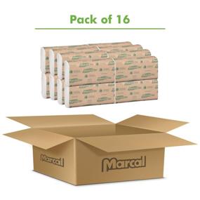 img 3 attached to 🧻 Marcal Pro M-Fold 100% Recycled Paper Towels, 1-Ply, Natural Color Hand Towels, 250/Pack, 16 Packs/Case - 4000 Total Green Seal Certified Towels (P200B)