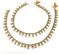 💍 pakistani-indian gold plated bridal ethnic payal anklet pair with cubic zirconia - perfect gift for her logo