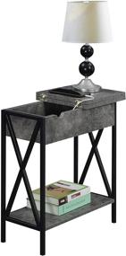 img 3 attached to 🏢 Convenience Concepts Tucson Flip Top End Table: Charging Station & Shelf, Cement/Black - Organization with Style