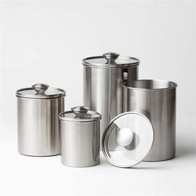 img 2 attached to Stainless Steel Food Storage Canister Set - 4-Piece Airtight Containers for Kitchen Counter, Ideal for Coffee, Tea, Nuts, Sugar, Flour, with Tempered Glass Lids