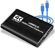 🎥 leadnovo audio video capture card: hdmi usb3.0 4k 1080p 60fps - reliable portable video converter for game streaming, live broadcasts, video recording (black) logo