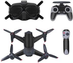 img 3 attached to 🎮 DJI FPV Full Cover Set: Behorse FPV Stickers Decals Skin Protective Film PVC in Black + Red + Reflective Stickers