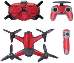 img 2 attached to 🎮 DJI FPV Full Cover Set: Behorse FPV Stickers Decals Skin Protective Film PVC in Black + Red + Reflective Stickers