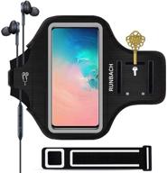 🏃 runbach black sweatproof galaxy s21/s20/s10/s9/s8 armband: secure & convenient cellphone sportband bag with fingerprint touch/key holder and card slot logo