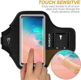 img 2 attached to 🏃 RUNBACH Black Sweatproof Galaxy S21/S20/S10/S9/S8 Armband: Secure & Convenient Cellphone Sportband Bag with Fingerprint Touch/Key Holder and Card Slot