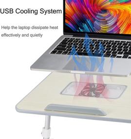 img 1 attached to 🖥️ Adjustable Laptop Stand for Desk - 8AMTECH Lap Desk with Cooling Fan for Office, Work, Reading, Writing, Drawing, Eating in Bed, Sofa, Floor, Couch
