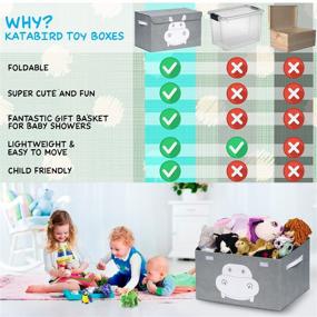 img 1 attached to Large Kids and Baby Toy Storage Box - Collapsible Hippo Bin with Flip-Top Lid for Boys and Girls - Organizer Boxes for Stuffed Animal Storage to Keep Nursery & Playroom Tidy - Katabird