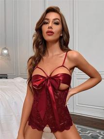 img 1 attached to Romwe Lingerie Bodysuit Babydoll Burgundy Women's Clothing and Lingerie, Sleep & Lounge