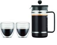 ☕ кофеварка-пресс bodum bistro shatterproof french press и набор стаканов для открытого воздуха pavina (френч-пресс 34 унции + 2 стакана по 8 унций, черные) логотип