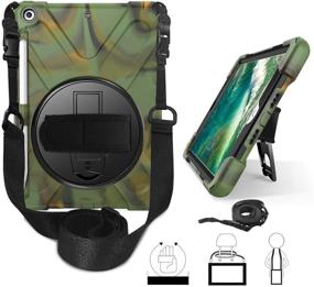 img 3 attached to 📱 iPad Case with Pencil Holder 9.7 Inch for 2017/2018, TSQ High Impact Resistant iPad 6th Generation Case, Silicone Rugged iPad Case with Stand, Hand Strap, and Shoulder Belt for Kids, Camouflage