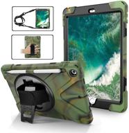 📱 ipad case with pencil holder 9.7 inch for 2017/2018, tsq high impact resistant ipad 6th generation case, silicone rugged ipad case with stand, hand strap, and shoulder belt for kids, camouflage logo