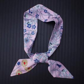 img 2 attached to 🌸 Uainhrt 4pcs Bright Flowers Bag Handbag Ribbon Scarf Hair Head Band Neck Scarf Neckerchief Scarf Fashion Gifts