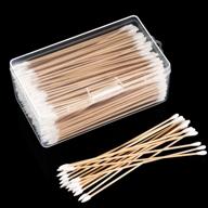 300 pieces of norme 6 inch caliber cleaning swabs with wooden handle for jewelry, ceramics, electronics - round/pointed tip - includes storage case logo