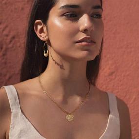 img 2 attached to 🌸 Hidepoo Birth Flower Necklaces for Women: Personalized 14K Gold Plated Paperclip Chain Pendant Necklace with Engraved Floral Heart - Perfect Birthday Gift!