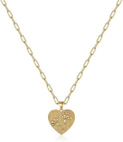 img 4 attached to 🌸 Hidepoo Birth Flower Necklaces for Women: Personalized 14K Gold Plated Paperclip Chain Pendant Necklace with Engraved Floral Heart - Perfect Birthday Gift!