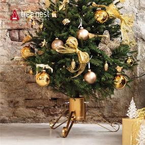 img 3 attached to 🎄 Grace Tree Nest Stand Base for Real Trees - Elegant Tree Holder for Up to 7ft Christmas Trees - Stable Xmas Tree Decoration - No Collar or Skirt Needed - Gold Medium Size