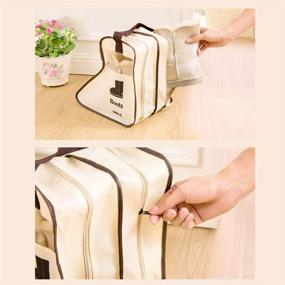 img 1 attached to 👠 VORCOOL Travel Shoe Bag Organizer Storage Cube - Portable Waterproof Shoe Bags Dust Cover Protector Bag for Under Bed Wardrobe Organizer - Small Size (Beige)