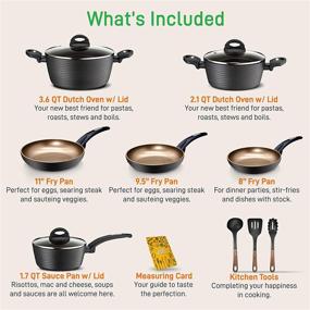 img 3 attached to 🍳 NutriChef Metallic Ridge-Line Pots & Pans: Stylish Gray Cookware Set, Non-Stick - 12-Piece Kitchenware Collection