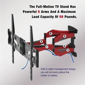 img 2 attached to 📺 Versatile Full Motion TV Wall Mount for 40-75 Inch TVs, Dual Swivel Articulating Arms, Extension, Tilt, Rotation, 6 Cable Management, Max VESA 600x400mm, Holds up to 99 lbs