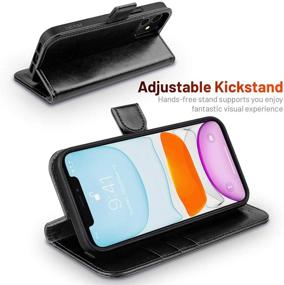 img 1 attached to 📱 OCASE iPhone 12/12 Pro Wallet Case – RFID Blocking PU Leather Flip Cover with Card Holders, Kickstand, and 6.1 Inch Screen Protection (Black)