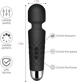 img 3 attached to Tulardom Personal Cordless Wand Massager - 8 Powerful Speeds and 20 Vibration Modes Mini for Women, Relieve & Relax Muscles (Foot, Neck, and Back) - Black, 1 Pack