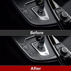 img 3 attached to Car Center Console Gear Shift Decorative Strip And Multimedia Button Panel Stickers ABS Cover For BMW 3 4 SeriesF30 F31 F32 F33 F34 F36 M4 3GT F82 Interior Accessories (Carbon Leather)