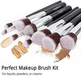 img 3 attached to 💄 BEAKEY Makeup Brush Set - Premium Synthetic Foundation, Face Powder, Blush, Eyeshadow, Kabuki Brush Kit with Makeup Sponge and Brush Cleaner - 10+2pcs (Black/Silver)