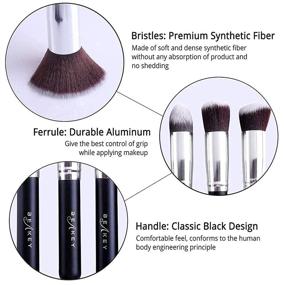 img 2 attached to 💄 BEAKEY Makeup Brush Set - Premium Synthetic Foundation, Face Powder, Blush, Eyeshadow, Kabuki Brush Kit with Makeup Sponge and Brush Cleaner - 10+2pcs (Black/Silver)