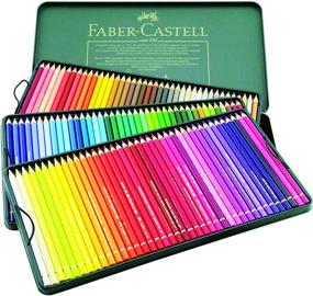 img 1 attached to Набор цветных карандашей Faber-Castell Polychromos для художников - 120 штук в жестяной упаковке с премиальными цветными карандашами и точилкой для карандашей.