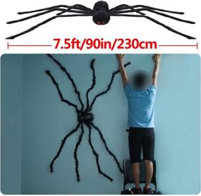 img 3 attached to 🕷️ Begleri Outdoor Halloween Decorations - 7.5 FT Giant Spider: 90 Inch Largest Furry Spider with Vivid Eyes for Yard, Party, Indoor & Outdoor Use