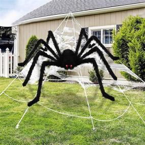 img 2 attached to 🕷️ Begleri Outdoor Halloween Decorations - 7.5 FT Giant Spider: 90 Inch Largest Furry Spider with Vivid Eyes for Yard, Party, Indoor & Outdoor Use