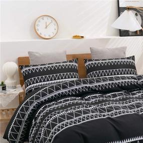 img 3 attached to 🛏️ HYPREST Boho Black Duvet Cover King - Luxurious Black Comforter Cover with Zipper Closure, Corner Ties, and Oeko-TEX Certification - Soft Lightweight Bohemian Bedding Set for King Bed