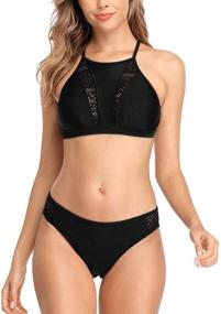 img 4 attached to 👙 Halter Bikini Swimwear: High Neck Two Piece Bikini Swimsuits by CharmLeaks - Stylish and Comfortable for Women